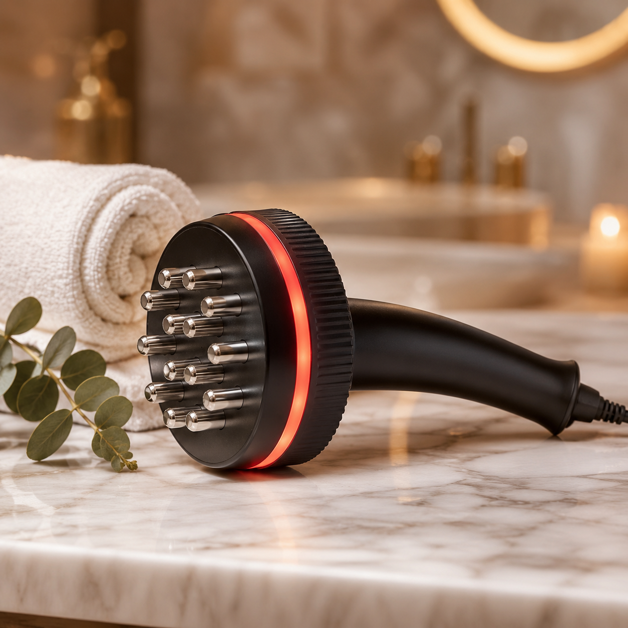 EternaSkin LumiContour heated sculpting body massager on marble counter