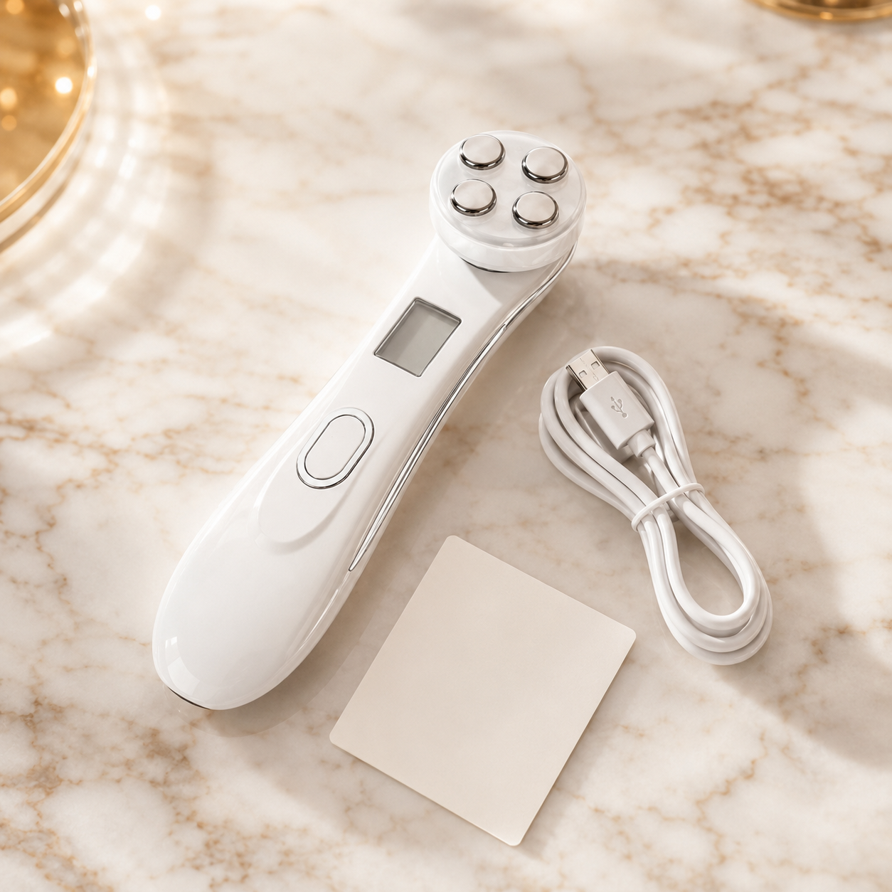 What's included: LumiFirm device, USB charging cable and quick-start guide