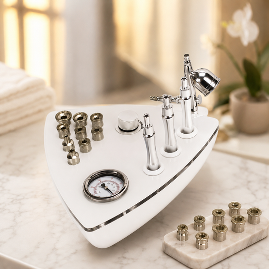 EternaSkin LumiPolish diamond microdermabrasion system on a spa counter